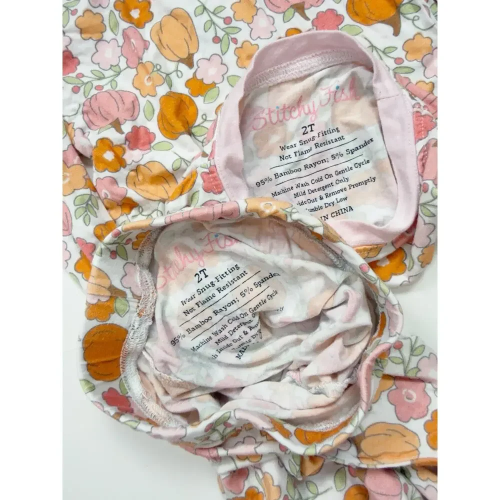 Stitchy Fish Homeland Harvest Bamboo Pajama Set in Pink